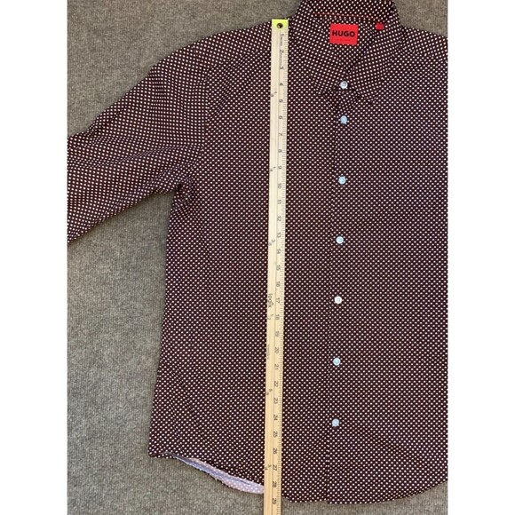 Hugo Boss Shirt Mens L Ermo Casual Slim Fit Long Sleeve Geometric Dot Button Up - Picture 2 of 10